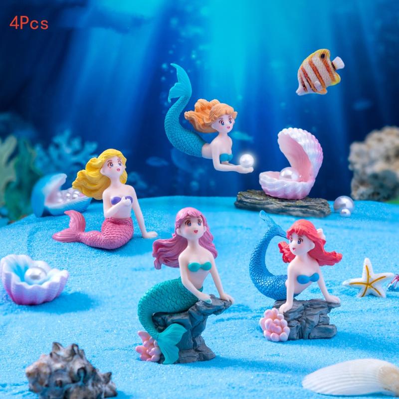 Aquarium Fish Tank Price - 4Pcs Plastic Fish Tank Little Mermaid