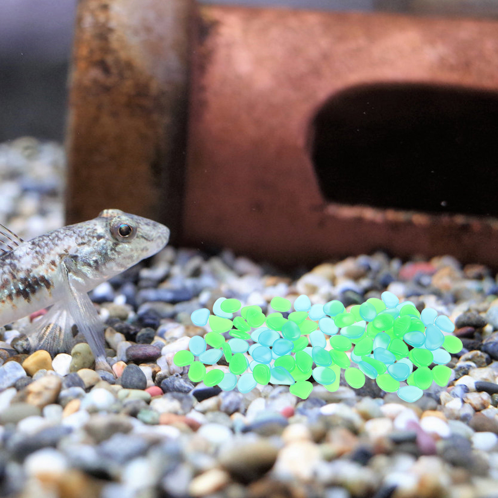 100Pcs Glow in The Dark Pebble - Aquarium Decoration Rock 评论和价格