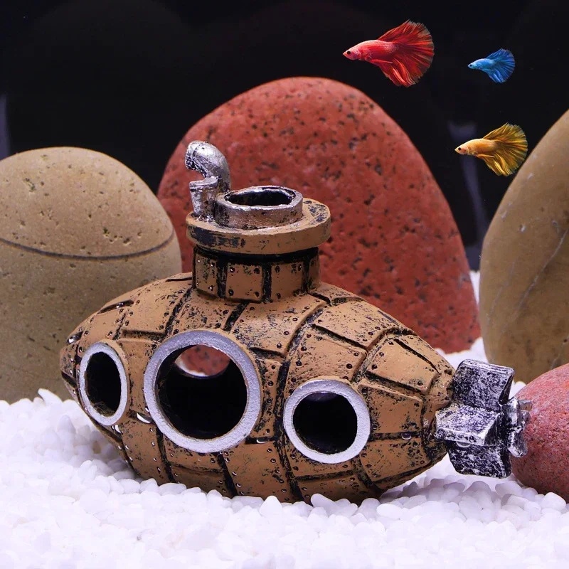 Resin Submarine Ornaments Aqua - Aquarium Fish Cave 评论和价格