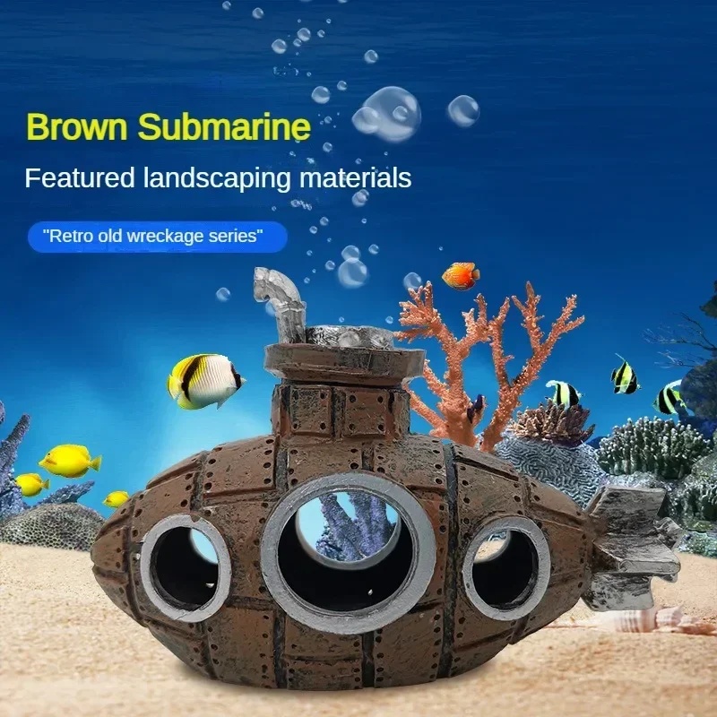 Resin Submarine Ornaments Aqua - Aquarium Fish Cave 评论和价格